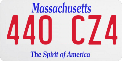 MA license plate 440CZ4