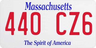 MA license plate 440CZ6