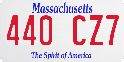 MA license plate 440CZ7