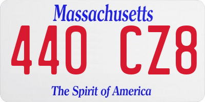 MA license plate 440CZ8