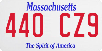 MA license plate 440CZ9