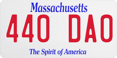 MA license plate 440DA0
