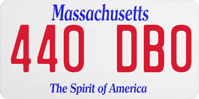 MA license plate 440DB0