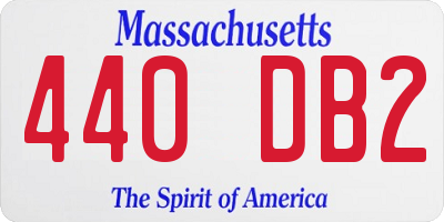 MA license plate 440DB2