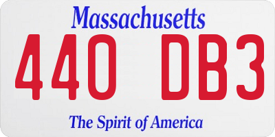 MA license plate 440DB3