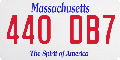 MA license plate 440DB7