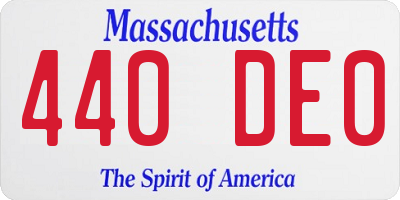 MA license plate 440DE0
