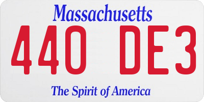 MA license plate 440DE3