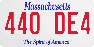 MA license plate 440DE4