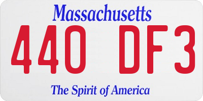MA license plate 440DF3