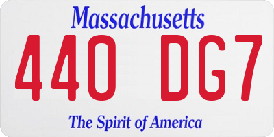 MA license plate 440DG7