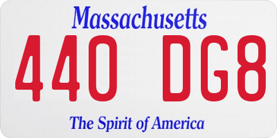 MA license plate 440DG8
