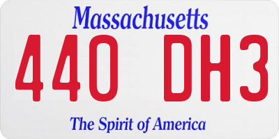 MA license plate 440DH3