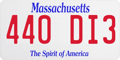 MA license plate 440DI3