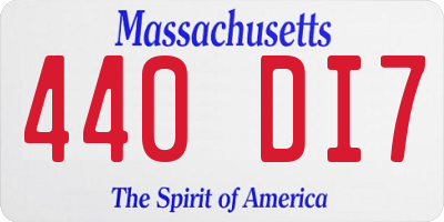 MA license plate 440DI7