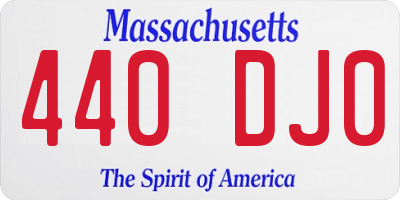 MA license plate 440DJ0