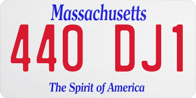 MA license plate 440DJ1