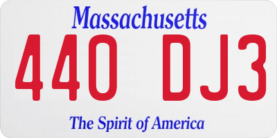 MA license plate 440DJ3