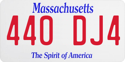 MA license plate 440DJ4