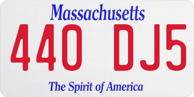 MA license plate 440DJ5