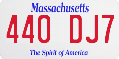 MA license plate 440DJ7