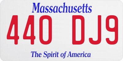 MA license plate 440DJ9
