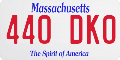 MA license plate 440DK0