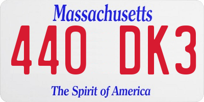 MA license plate 440DK3