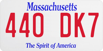 MA license plate 440DK7