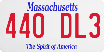 MA license plate 440DL3