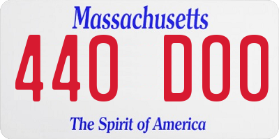 MA license plate 440DO0