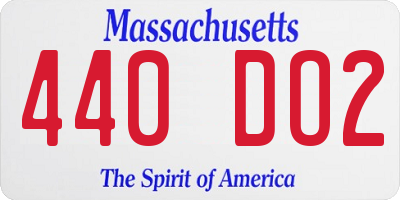 MA license plate 440DO2