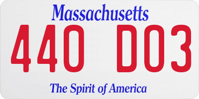 MA license plate 440DO3