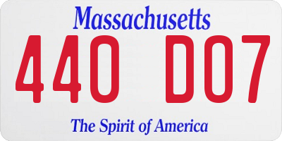 MA license plate 440DO7