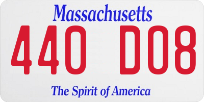 MA license plate 440DO8