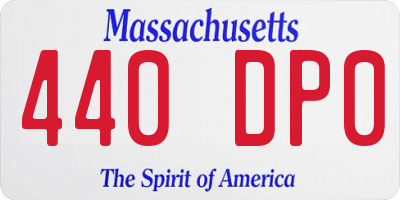 MA license plate 440DP0
