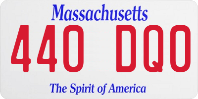 MA license plate 440DQ0