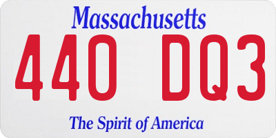 MA license plate 440DQ3