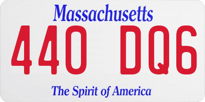 MA license plate 440DQ6