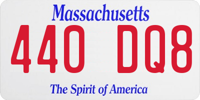MA license plate 440DQ8