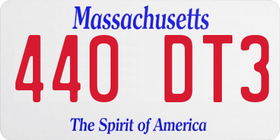 MA license plate 440DT3