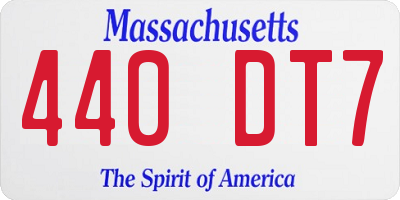 MA license plate 440DT7