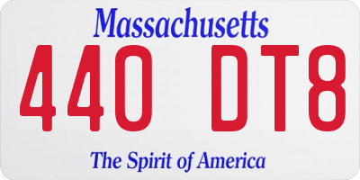 MA license plate 440DT8