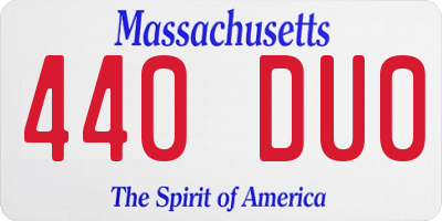 MA license plate 440DU0
