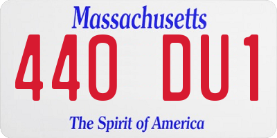 MA license plate 440DU1