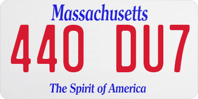 MA license plate 440DU7