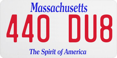 MA license plate 440DU8