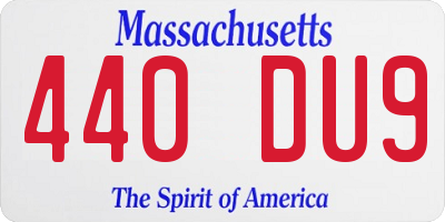 MA license plate 440DU9