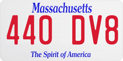 MA license plate 440DV8