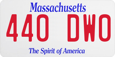 MA license plate 440DW0
